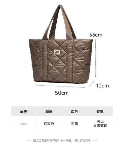 Large Soft Puffer Bag Women Big Size College Students Laptop Book Quilted Tote Bag Lady Down-filled Shopping School Bags