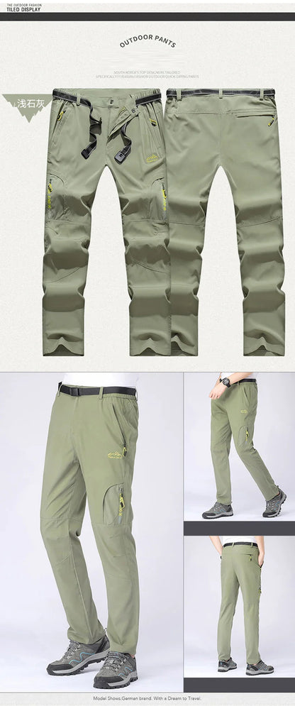 Lightweight Fishing Pants Stretch Waterproof Tactical Pants Men XL-5XL Summer Quick Dry Hiking Pants Men Zipper Pockets Trousers
