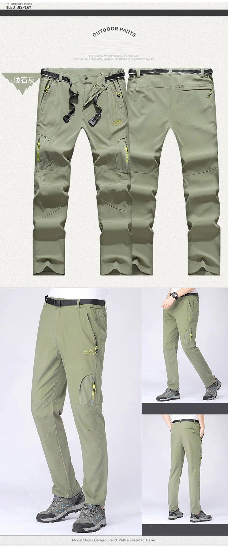 5XL Summer Quick Dry Hiking Pants Men Stretch Waterproof Tactical Pants Zipper Pockets Trousers Lightweight Fishing Pants
