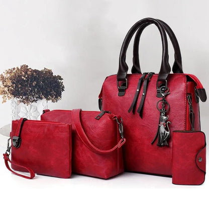 Bolsa Com Tassel Composto Feminina Bolsa De Couro De Luxo Bolsas De Marcas Famosas Designer Bolsa De Ombro Feminina Com Alça Superior 4 Peças/Conjunto