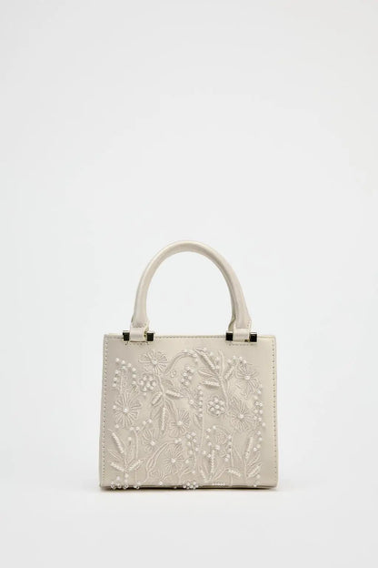 Bolsa Tote Mini Duffel Pérola, Bolsa Transversal Feminina com Correntes, Bolsa Pequena Elegante Designer de Luxo Feminina