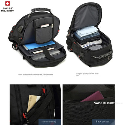 Laptop Backpack Waterproof USB Charge Port Swiss-style Multifunctional Rucksack Schoolbag Mochila Hiking Travel bag