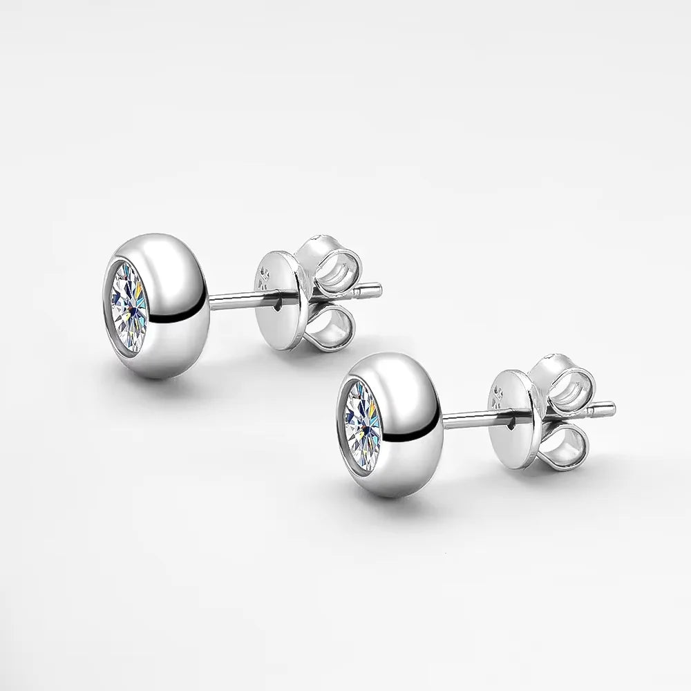 2 in 1 Round Bubble Full D Color Moissanite Stud Earrings for Women 925 Silver All Diamond Earring Pierced Ear Fine Jewelry
