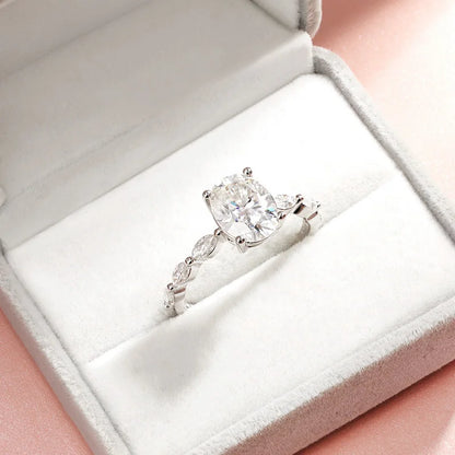 1CT 2CT Oval Cut Full Moissanite Wedding Ring for Women Bridal Promise Band 100% S925 Sterling Silver Plated 18k Gold