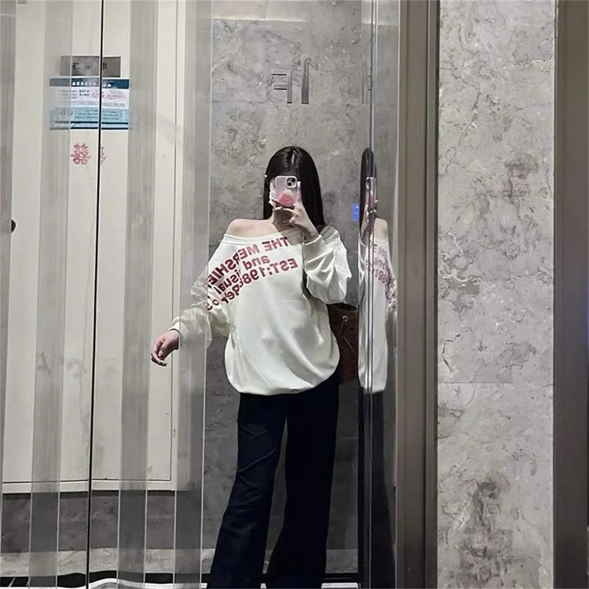 Camiseta Y2K Sexy Oversize Feminina Streetwear Estampada Manga Longa Básica Blusa Feminina Outono 2025 Inverno Coreana Moda Camisa Oversized