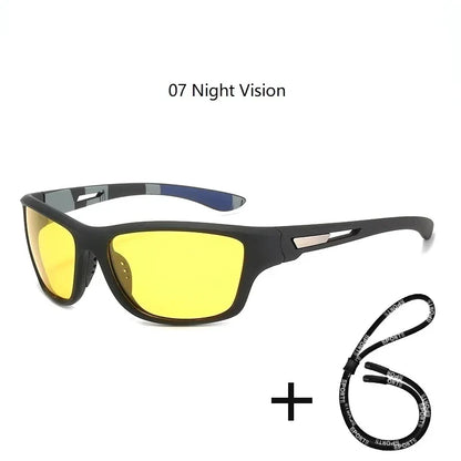 Men's Polarized Fishing Sunglasses With Glasses Chain For Men Women Driving Hiking Sun Glasses Fishing Eyewear
