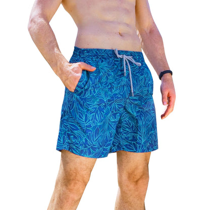 Beach Men's Swim Shorts Flower 3D Printed Surfing Board Shorts Quick Dry with Mesh Lining and Pockets Struck Shorts