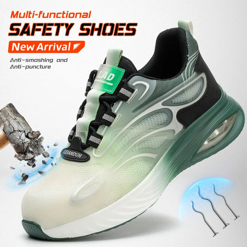 Light And Soft Cushioned Men's Safety Shoes, Anti Smash And Anti Puncture Comfortable And Breathable Work Shoes