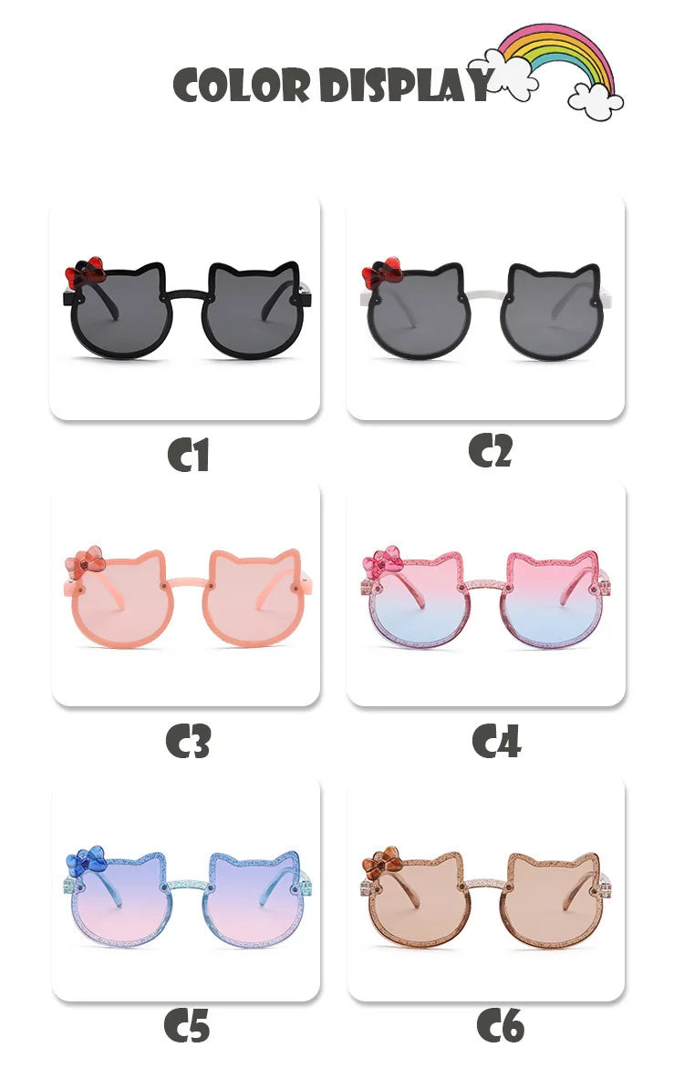 Kids Sunglasses Girls Boys Shiny Bowknot Sun Glasses Lovely Cat Children Eyewear Fashion Gradient Eyeglasses UV400