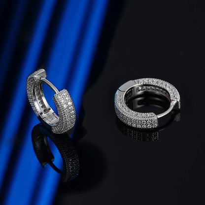 Luxury Real D Color Full 1mm Moissanite Hoop Earrings For Women S925 Sterling Silver Plated 18K Gold Diamond Earring