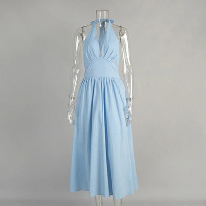 2025 New Women Summer Cotton Long Dress Sleeveless Sexy V-Neck Boho Maxi Dress Loose Style Long Dress Vestidos Clothes