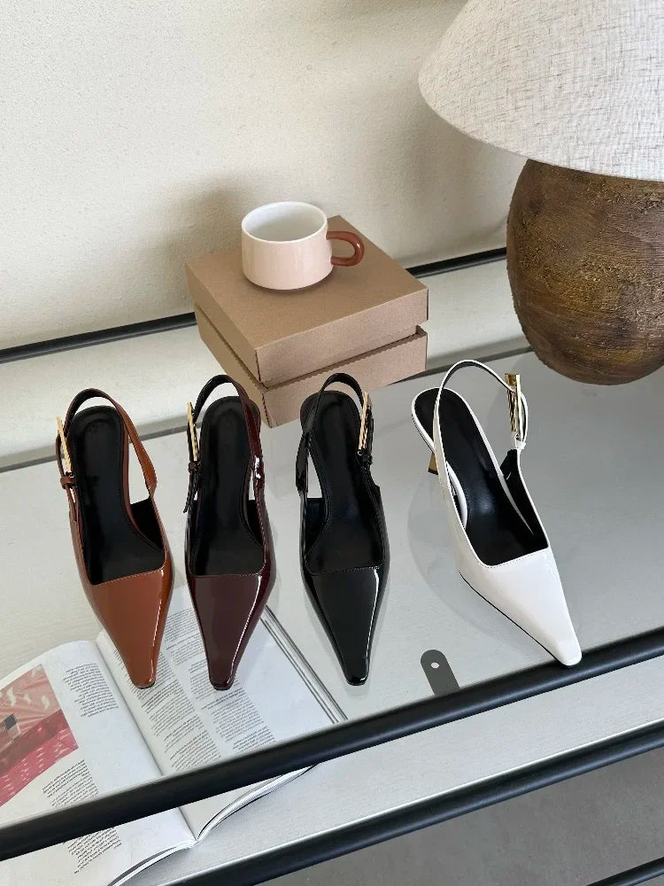 2025 Summer New Band Women Pumps Shoes Fashion Shallow Slip On Slingback Sandals Thin High Heel Dress Sexy Pumps Shoes