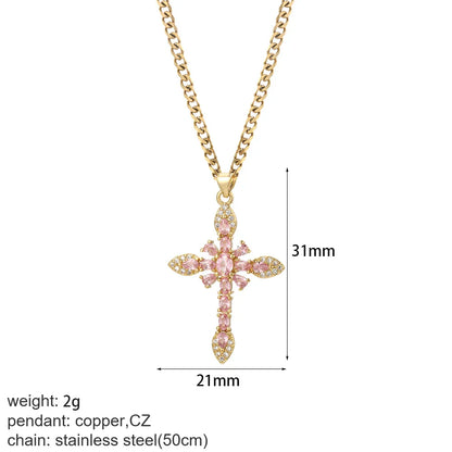 Cross Women's Pendant Collar Gold Color Our Lady Choker Jesus Necklace for Women Long Stainless Steel Chain Amulet Collars