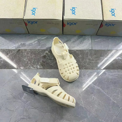 Boys Girls' Solid Color Casual Baotou Roman Sandals Baby Kids Jelly Beach Shoes Children's Soft Sole Non-slip Sandals SO125