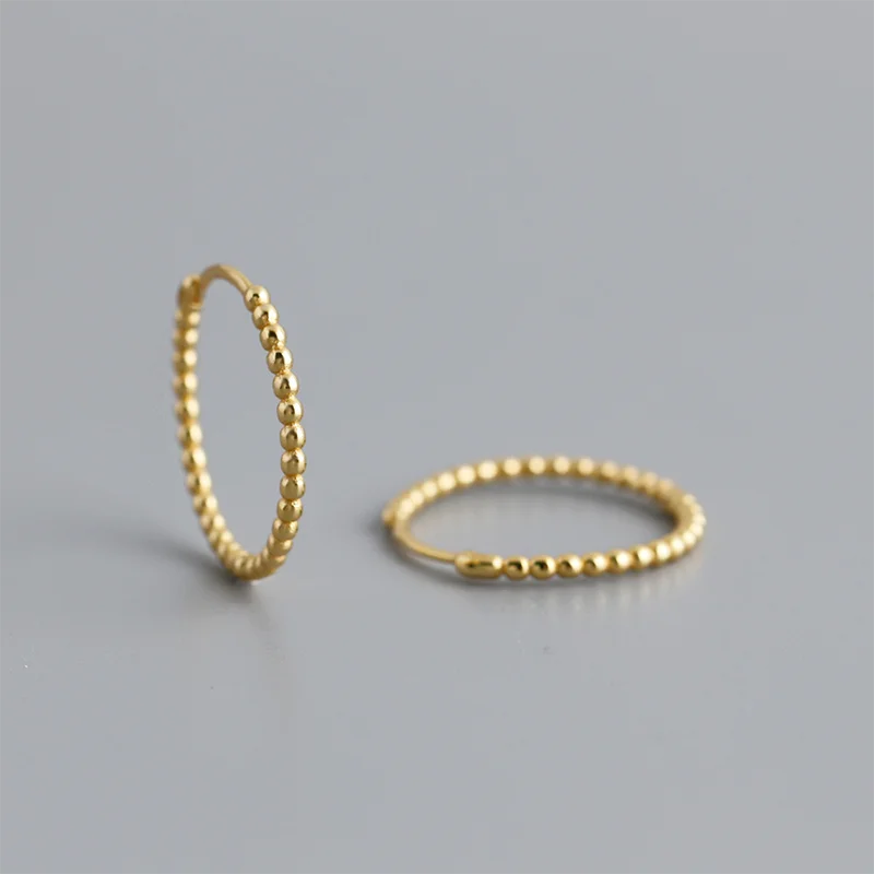 925 Sterling Silver Fashion Minimalist Beads Huggies Hoop Earrings for Women Trend Charm Ear Buckle Bohemian Jewelry Gift