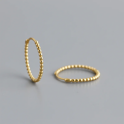 925 Sterling Silver Fashion Minimalist Beads Huggies Hoop Earrings for Women Trend Charm Ear Buckle Bohemian Jewelry Gift
