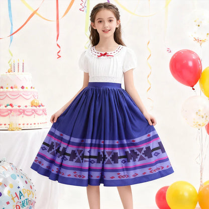 Birthday Girls Party Dresses Halloween Luisa Cosplay Costume Elegant Lace Princess Dress For Girl Encanto Role-play Outfits