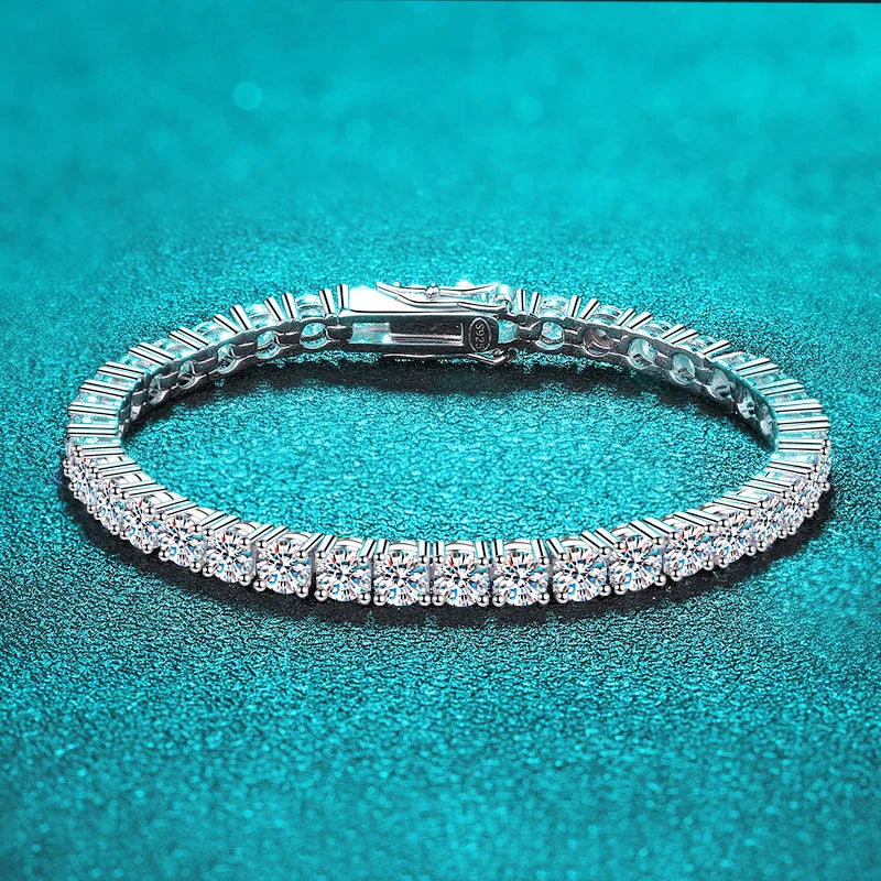 2-6.5mm Real Moissanite Tennis Bracelet for Women Christmas Gift Platinum Plated 100% 925 Sterling Silver Wedding Jewelry