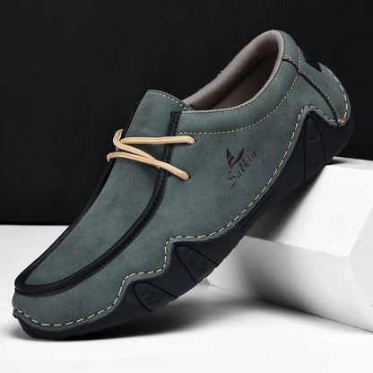 Novos Tênis Masculinos Casuais de Couro Feitos à Mão da Moda 2024 Design Sapatilhas Masculinas Mocassins Respiráveis Cano Baixo Sapatos Flats Dirigir Tamanho Grande