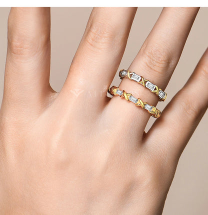 Moissanite Diamond Rings for Women Men D VVS1 Color Rectangle Cut S925 Sterling Silver Stackable Rings Wedding  Jewelry