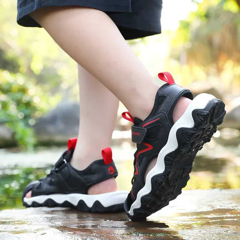 Summer Breathable Anti-Slip Sport Sandals for Boys&Girls Kids Outdoor Closed-Toe Beach Shoes Anti-Bump Water Sandals