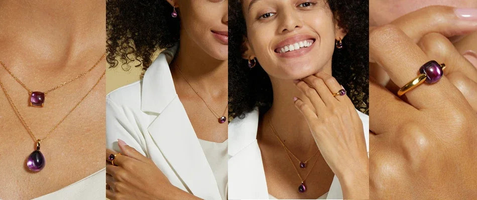 925 Sterling Silver 10K Gold Plated Color Crystals Rings For women's ring Luxury Inlaid Water Drop Pendant Party Gift