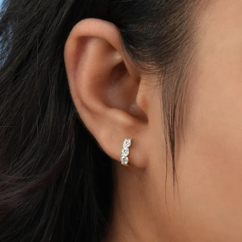 925 Sterling Silver D/VVS1 Moissanite Hoop Earrings for Women 0.9cttw Diamond Round Earrings Classic Wedding Party Gift