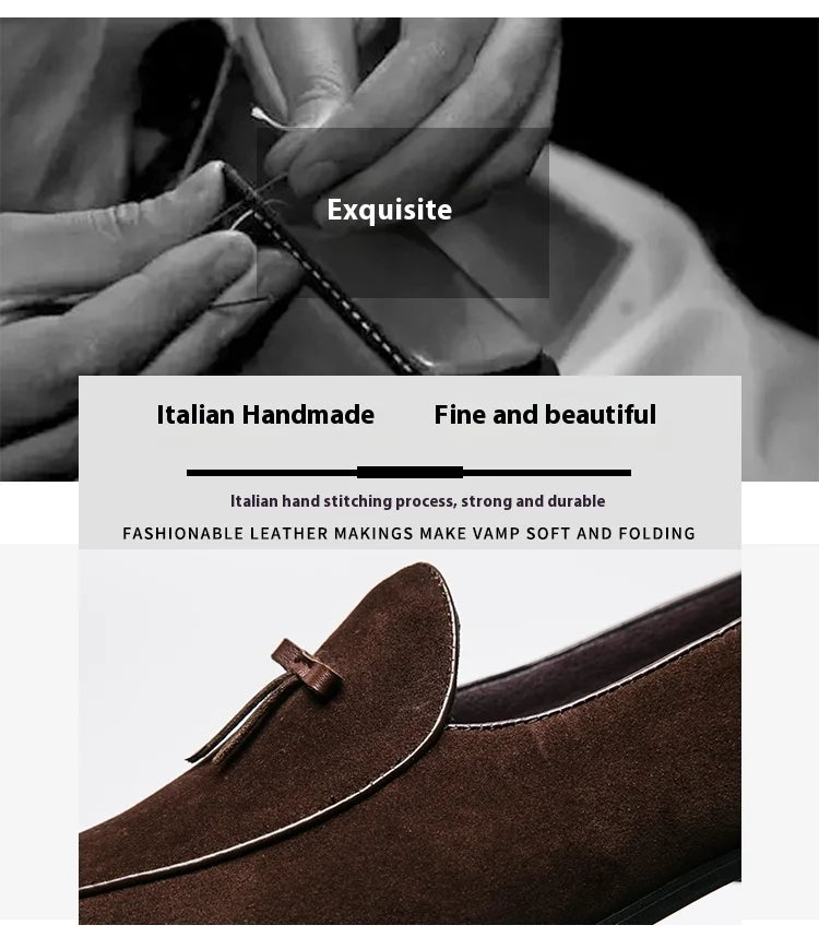 Loafers men Korean version of the trend British fringe men's shoes suede sanded bean shoes a slip-on small leather shoes