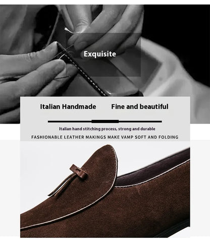 Loafers men Korean version of the trend British fringe men's shoes suede sanded bean shoes a slip-on small leather shoes