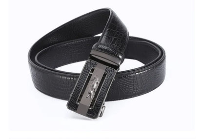 Men's Belt Fashion Crocodile Pattern Belt Alloy Automatic Buckle Strap Casual Business Style Jeans Belt