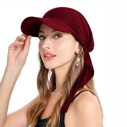 Solid Color Baseball Caps Turban Shawl Design Women Muslim Low Profile Fitted Hat Summer Soft Breathable Headscarf Hijabs
