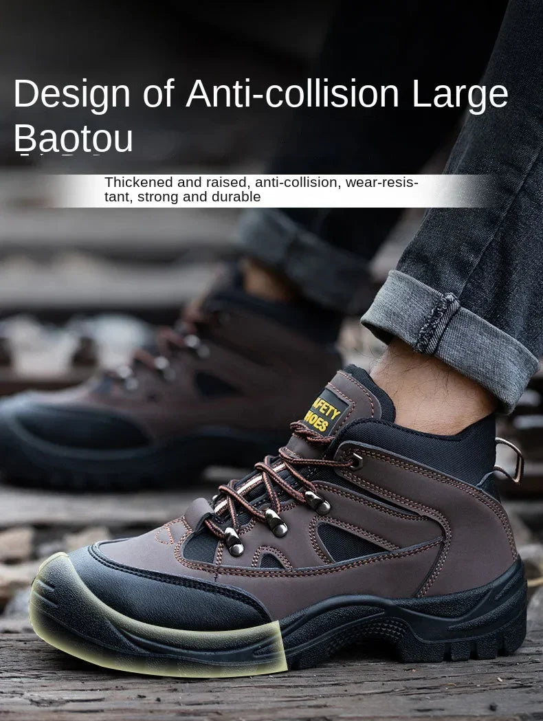 Lightweight Men's Safety Work Boots Anti-Puncture Steel Toe Cap Non-Slip Indestructible Work Sneakers Male Botas