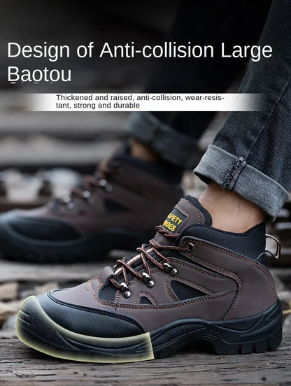 Lightweight Men Safety Botas Men Work Safety Shoes Anti-puncture Steel Toe Cap Non Slip Work Sneakers Male Indestructible  Boots