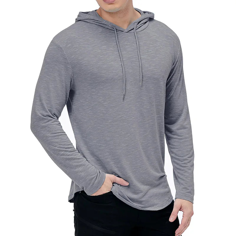 Men's Lightweight Athletic Hoodies Long Sleeve Workout Sport Hooded Shirt Casual Gym Running Jogger Shirt Pullover Sweatshirt
