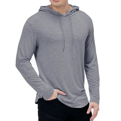 Men's Lightweight Athletic Hoodies Long Sleeve Workout Sport Hooded Shirt Casual Gym Running Jogger Shirt Pullover Sweatshirt