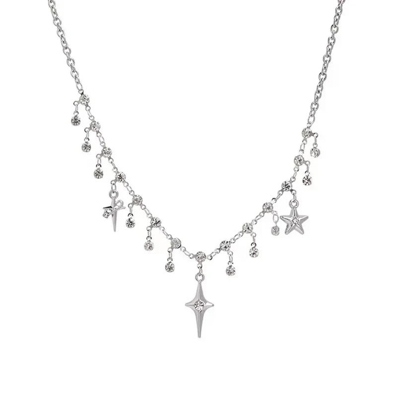 Pendent Necklace for Women Punk Simple Zircon Tassel Clavicle Chain Choker Elegent Party Gift Jewelry Girl
