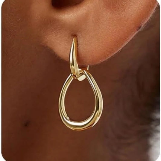 14K Gold-Plated Hypoallergenic Geometric U-Shaped Water Drop Earrings for Women Fashion Minimalist Pendant Earrings Jewelry Gift