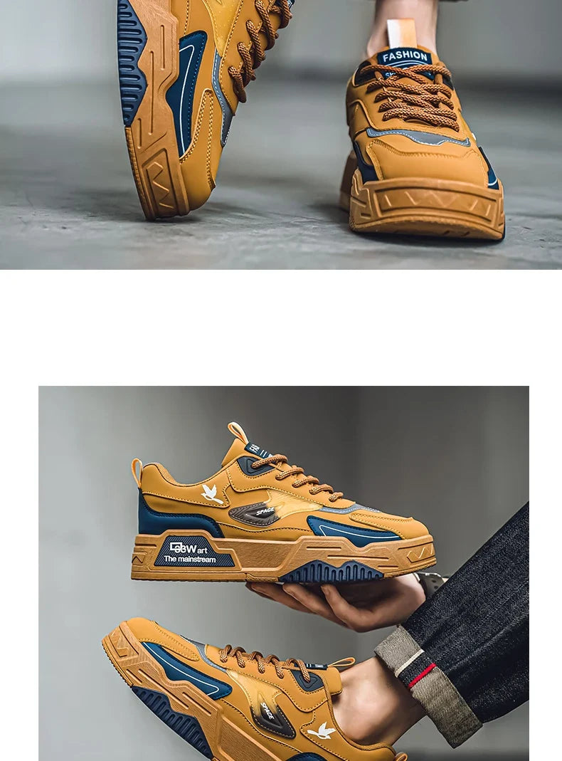 2024 Autumn New Casual Sports Shoes Men's Leather Low-Top Fashion Trend Easiest for Match Running Shoes Men's Skateboard Shoes Suitable for Outdoor Sports