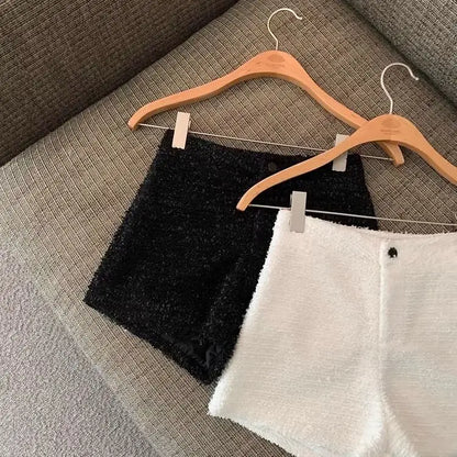 Hotsweet Shorts Women Sexy Skinny Y2k Clothes High Waist European Streetwear Fashion Trouser Cool Thick Button-Fly Wide Leg New