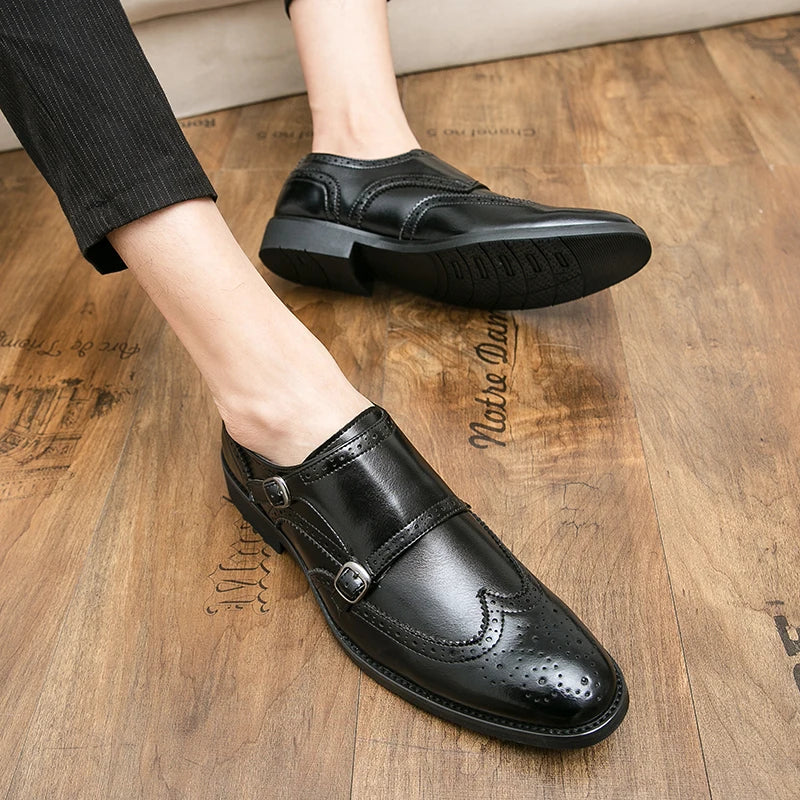 Classic Dress Shoes Men Trend Casual Business Office Leather Shoes For Men Large Size 48 Social Party Formal Brogues Shoes Male