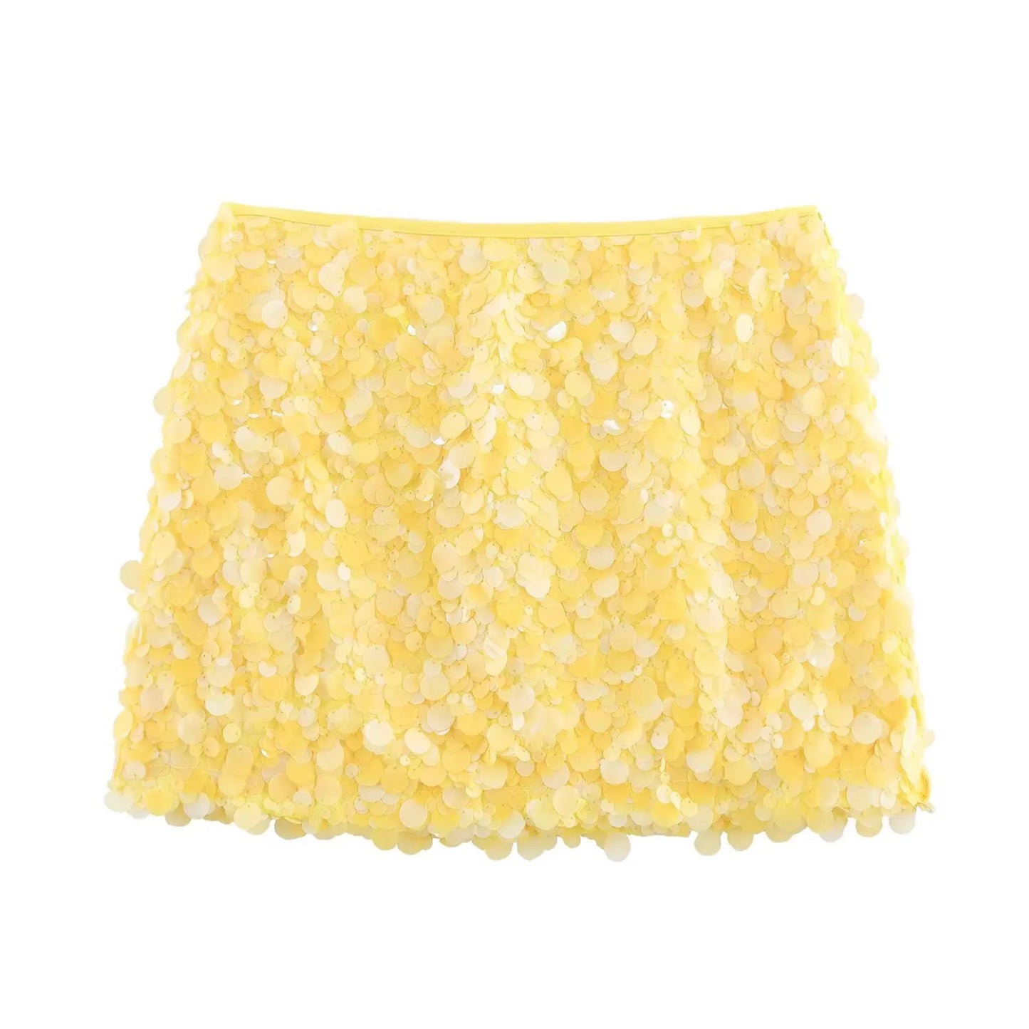 Women Spring Autumn Chic Mini Skirts Fashion With Sequined Solid Side Zipper Short Skirt Female Vintage High Waist Skirt
