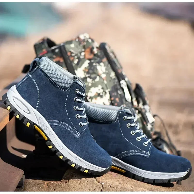 Men's Work Safety Boots High Top Anti-Smash Puncture Resistant Anti-Scald Welding Shoes Indestructible Comfortable Safety Shoes