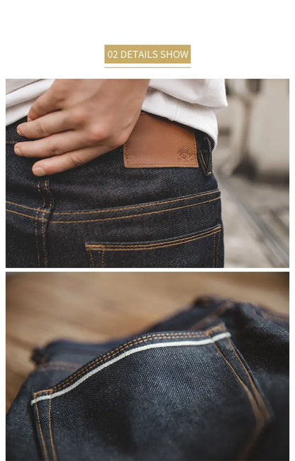 Retro 11.6oz Selvedge Raw Denim Jeans Tapered Regular Fit Cotton Jeans with Zipper Fly High Quality Versatile Men's Pants
