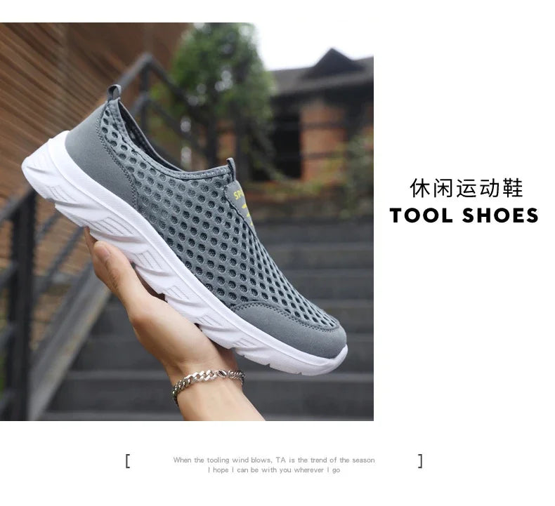 Lightweight Men Casual Shoes Breathable Slip on Male Casual Sneakers Anti-slip Men's Flats Outdoor Walking Shoes Size 39-46