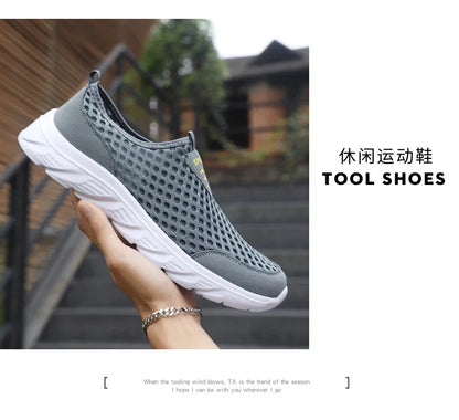 Lightweight Men Casual Shoes Breathable Slip on Male Casual Sneakers Anti-slip Men's Flats Outdoor Walking Shoes Size 39-46