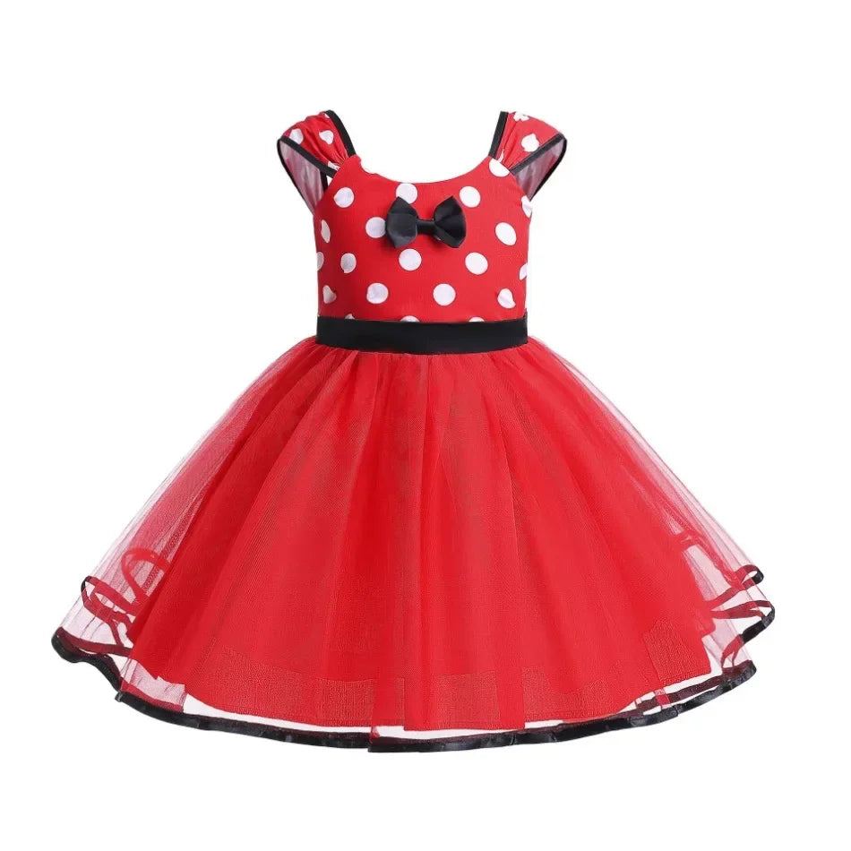 Minni Mouse Baby Girls Dress Fancy Birthday Party Cosplay Costume Polka Dot Cute Carnival Party Easter Costume for 1-5 Years