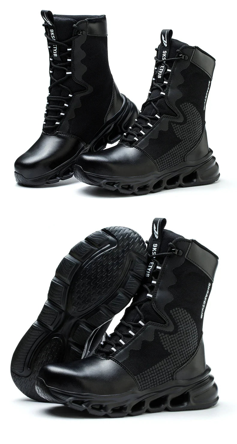 Safety Shoes Men Boots High Top Work Sneakers Steel Toe Anti-smash Puncture-Proof Work Boots Breathable Indestructible Shoes