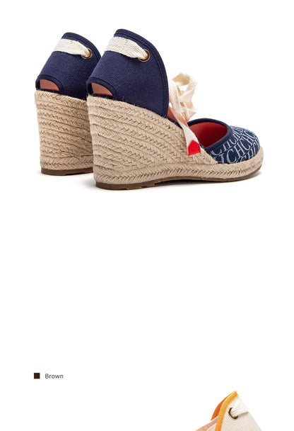 Women's Shoes CARACAS CANVAS WEDGES Luxury Brand Heeled Sandals Straw Fabric Casual shoeses
