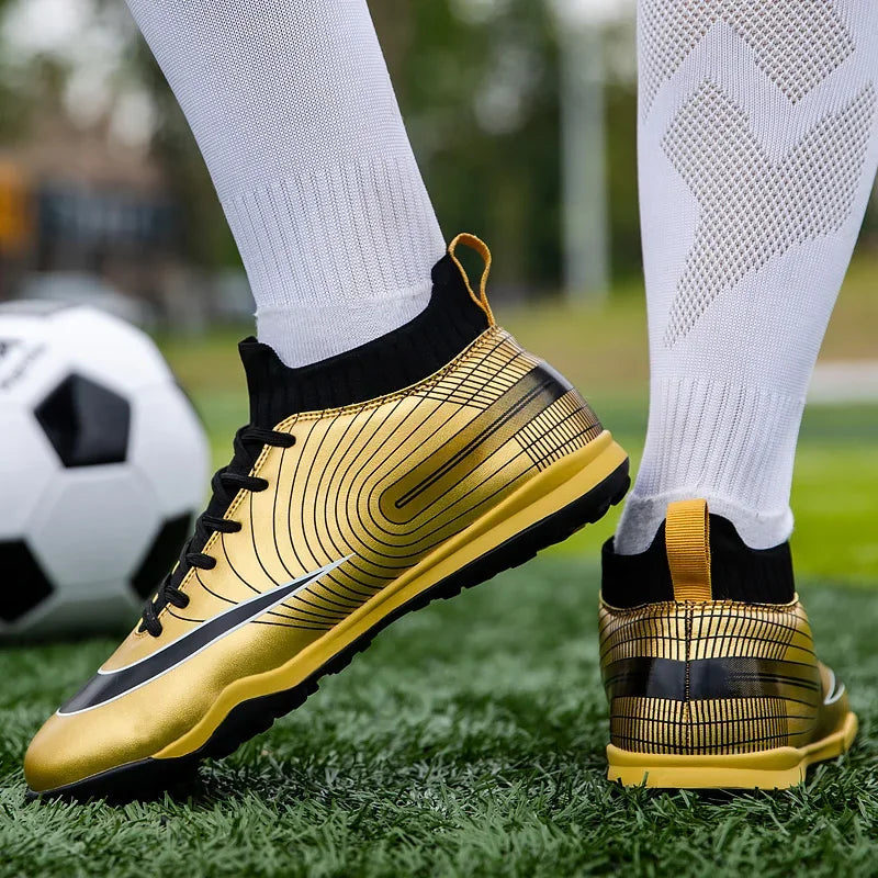 Men Football Boots Children Soccer Cleats Professional Golden Football Shoes for Boys Kids Indoor Soccer Shoes