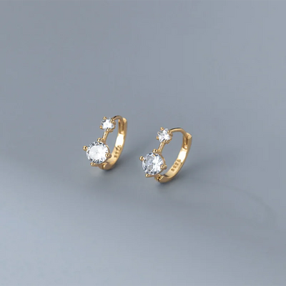 925 Sterling Silver Simple Shiny Black Zircon Statement Ear Buckle for Women Fashion Elegant Party Hoop Earrings Jewelry
